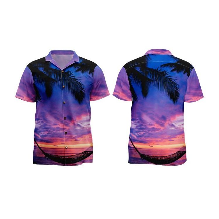 Wholesale Men's Summer Shirt Hawaii Patchwork Plus Size Beach Shirt Surfing Short Sleeve Hawaiian Shirt