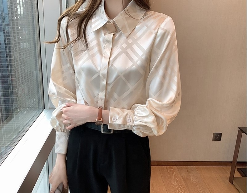 Elegant Women Satin Blouses Shirts Designer Ladies Chiffon Shirts New Female Tops Fashion Office Lady Work Wear Clothes