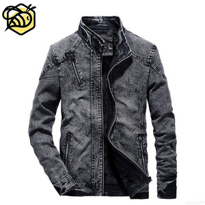 2022 Wholesale New Casual Men's Jean Jacket Slim Zip Up Coat Male Clothes Blue Cotton Denim Jacket Men