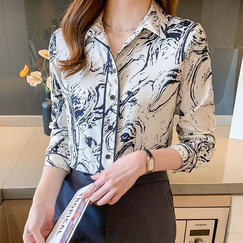 Fashion Printing Ladies Shirts Women's Classic Blouses New Spring Autumn Long Sleeve Office Lady Shirts Tops Blusas Mujer