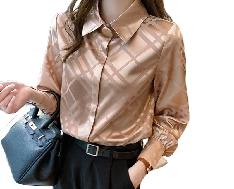 Elegant Women Satin Blouses Shirts Designer Ladies Chiffon Shirts New Female Tops Fashion Office Lady Work Wear Clothes