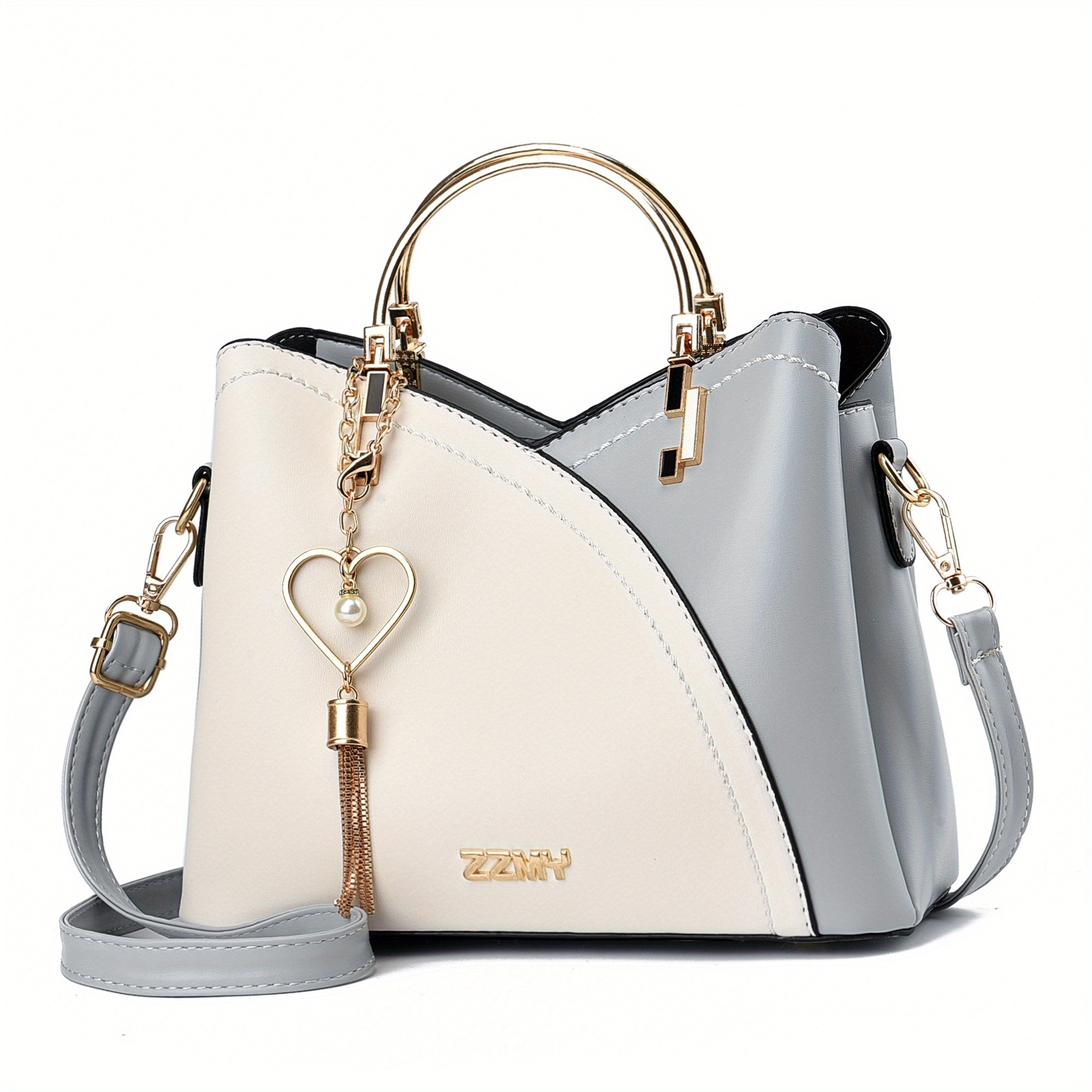 2024 Guangzhou Market European Wholesale Cheap Luxury Branded Ladies Women Lady Grey And White Handbag Sling Hand Bag From China