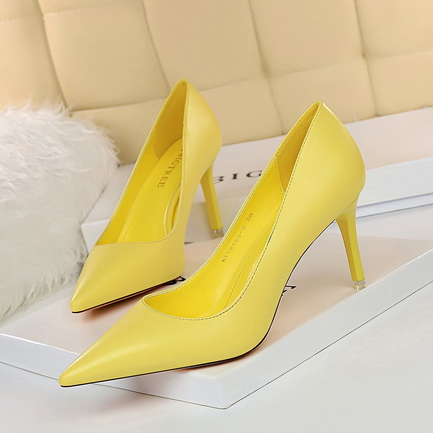 Korean Fashion Style Women'S Hot Pink Plus Size Pump Ladies Summer Asakuchi Pointed Sexy Stiletto High Heels Shoes