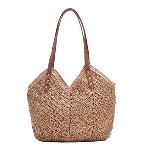 Casual Large Capacity Straw Tote Bag Hollow Woven Ladies Shoulder Bag Summer Beach Ladies Large Tote Shopping Travel Bag