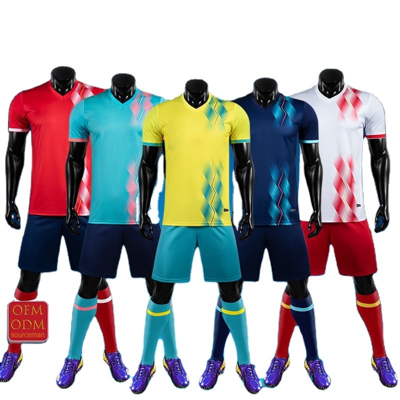 2022 Cheap Custom Design High Quality Jersey Maillot Foot En Gros Football Kit Full Set Rose Jaune Rouge Blanc Baseball Jersey