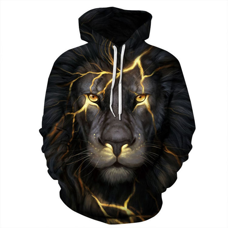 Custom Couple Polyester Sweatshirt 3D Animal Print Unisex Sweat A Capuch Pour Homm All Over Sublimated Wolf Hoodie