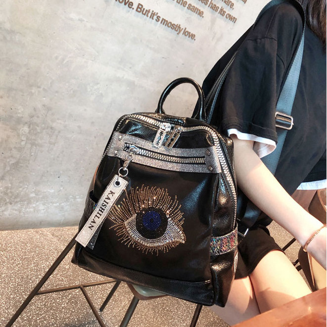 Wholesale Women Fashion Backpack Sac A Dos Popular Ins Evil Eye Bags Logo Leather Backpack