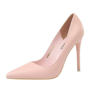 Korean Fashion Style Women'S Hot Pink Plus Size Pump Ladies Summer Asakuchi Pointed Sexy Stiletto High Heels Shoes