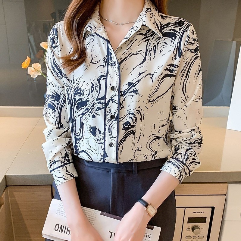 Fashion Printing Ladies Shirts Women's Classic Blouses New Spring Autumn Long Sleeve Office Lady Shirts Tops Blusas Mujer