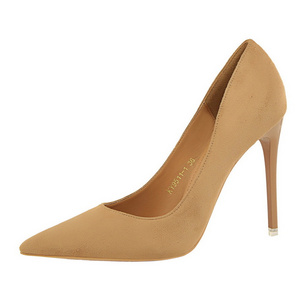 Designer Fashionable Ladies Elegant Suede Heel Shoes Trending Night Club Woman High Heel Pumps Shoes