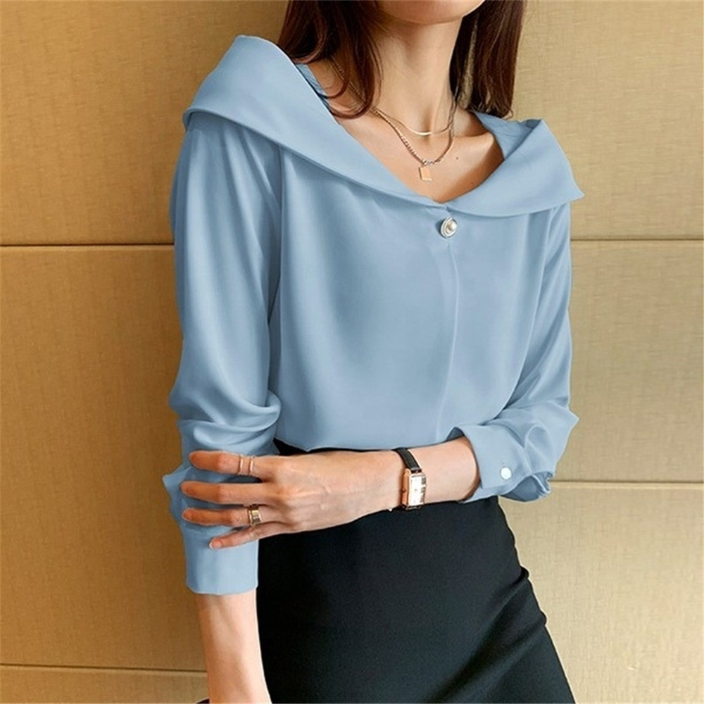 Autumn Women V-Neck Long Sleeve White Chiffon Blouse Tops Women Blusas Mujer De Moda 2022 Blouses Femme Shirts D620