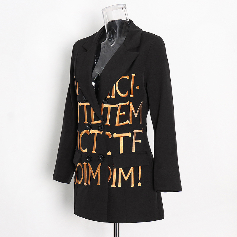 2021 New Arrivals  Fashion Office Golden Letter Embroidery Womens Outerwear Women Blazer Ladies Women