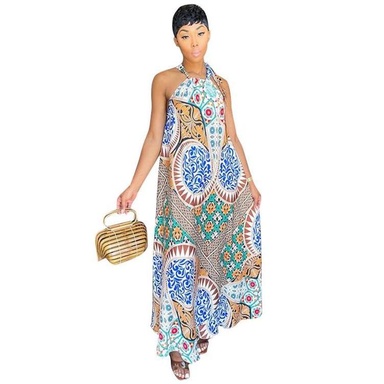 Hot Fashion Women Summer Casual No Sleeve Beach Dresses Bohemian Style Tie Shoulders Beachwear Robe Longue De Plage