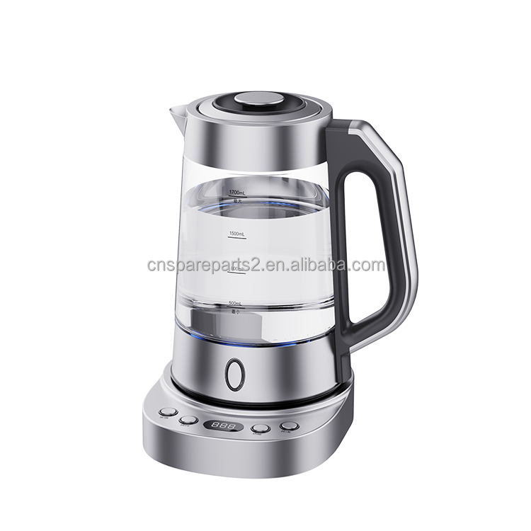 Double Layer Electric Tea Maker Temperature Control Digital Led Glass Body Black Electric Kettles With Teapot Set