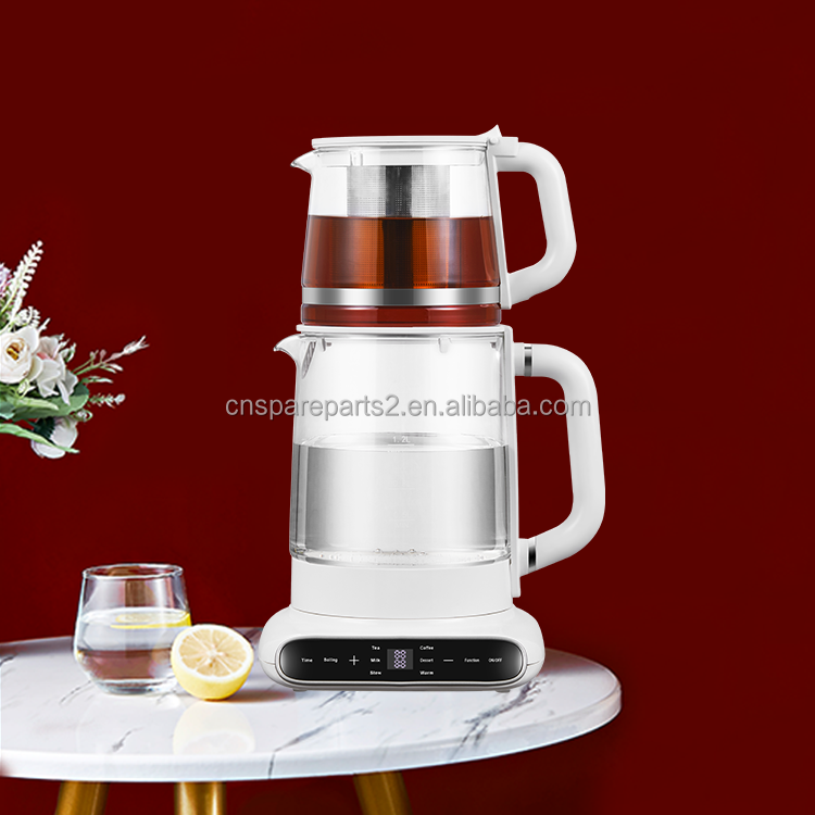 Electric Double Glass Kettle with Warmer Temperature Control Glass Tea Pot Design Samovar Turkish Tea Maker