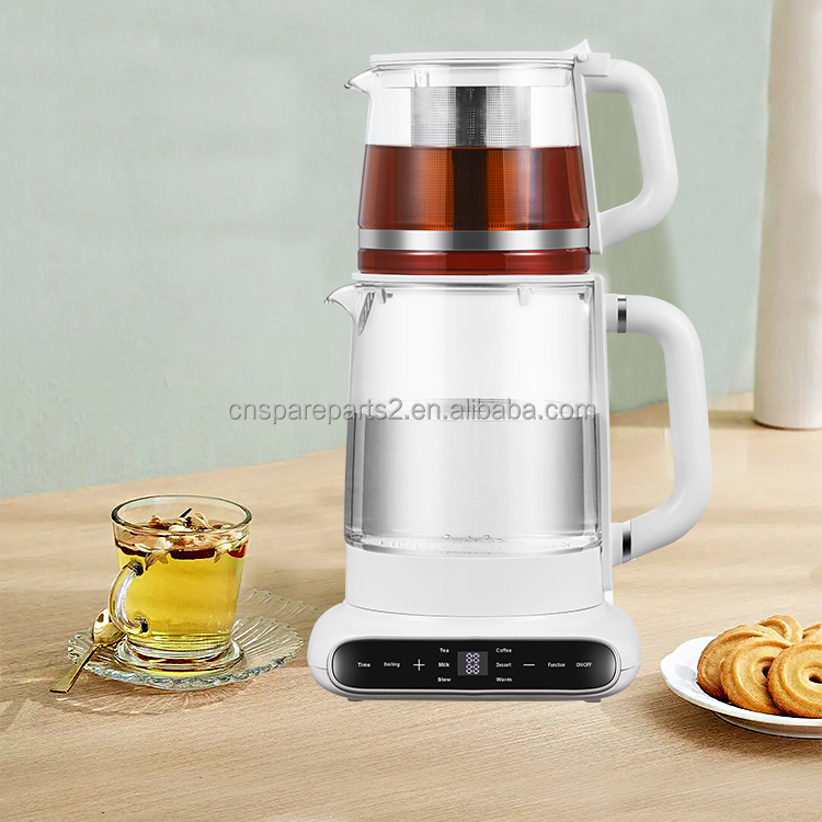 Electric Double Glass Kettle with Warmer Temperature Control Glass Tea Pot Design Samovar Turkish Tea Maker