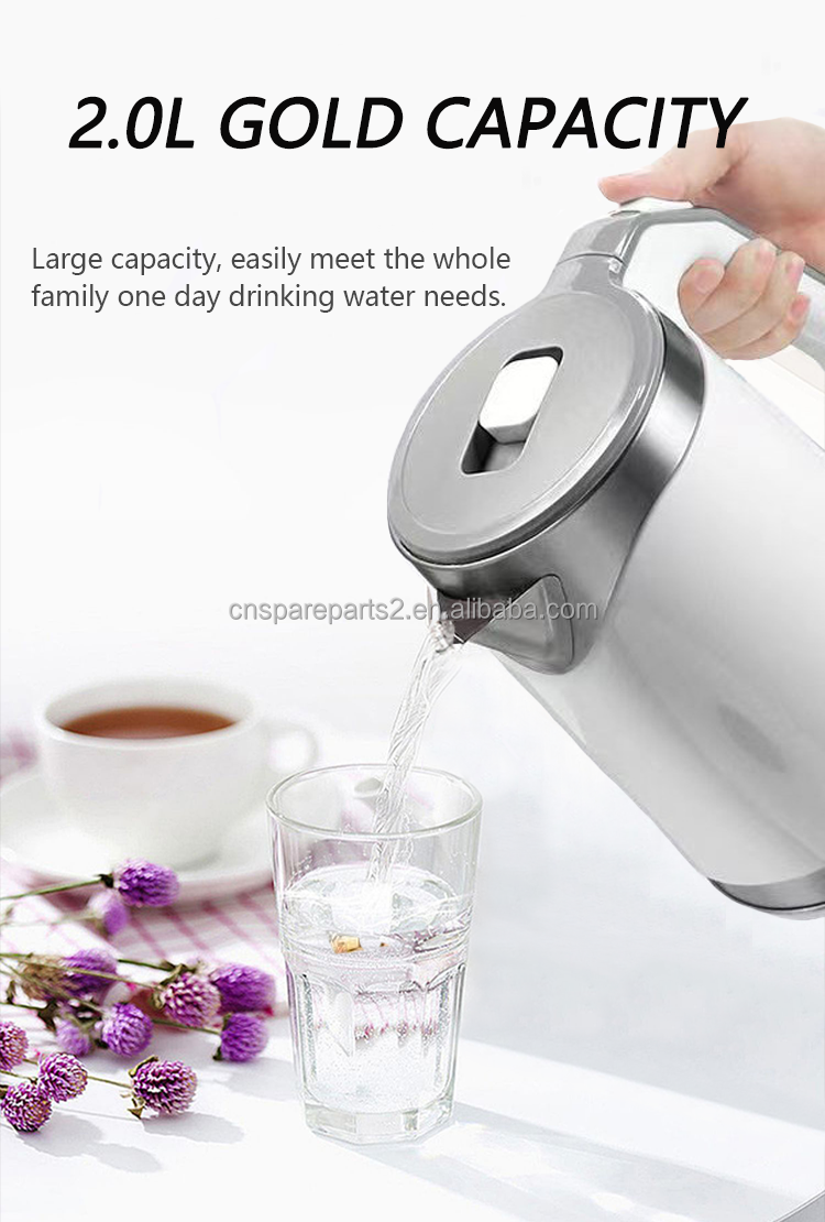 YUEKON Home Appliances Large Capacity 2 Litres Stainless Steel Electric Tea Kettle For Boiling Water