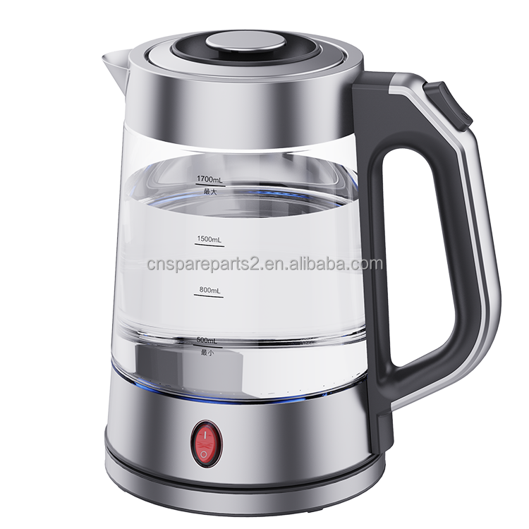 OEM/ODM Factory High Borosilicate Glass Kettle With Blue Led Indicator Light Stainless Steel 1850W Tea Maker