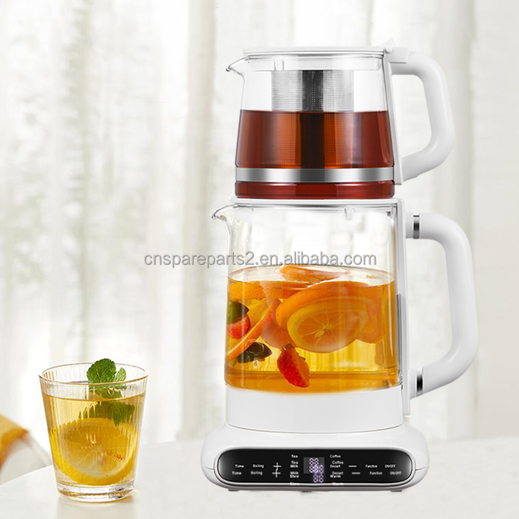 Electric Double Glass Kettle with Warmer Temperature Control Glass Tea Pot Design Samovar Turkish Tea Maker