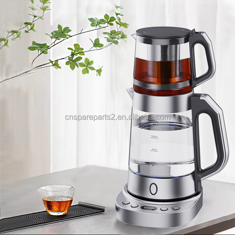 1700ml Tea Maker Glass Set Double Layers Tea Maker Electric Glass Kettle With Tea Maker