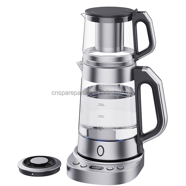 1700ml Tea Maker Glass Set Double Layers Tea Maker Electric Glass Kettle With Tea Maker