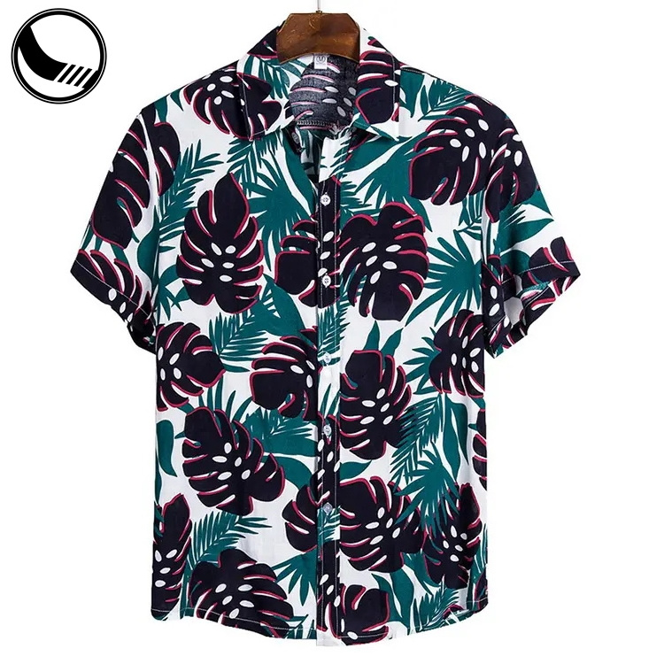 Competitive Price Mens Fashion  Custom Funny Printed 100% Cotton Beach Shirt Button Up Flora Short Sleeve Hawaiian Shirt FOR MEN