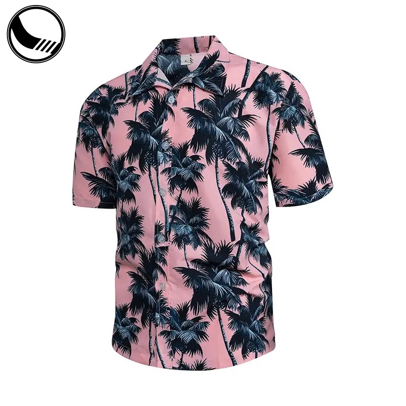 polyester digital print fashion beach golf  button up shirt rayon style wholesale printed custom hawaiian shirts for men