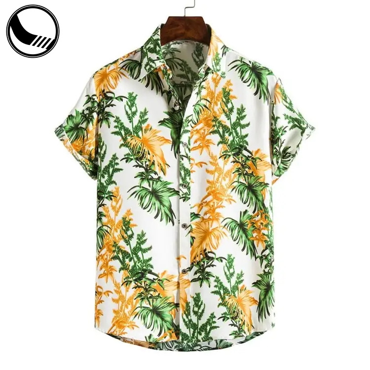 Competitive Price Mens Fashion  Custom Funny Printed 100% Cotton Beach Shirt Button Up Flora Short Sleeve Hawaiian Shirt FOR MEN