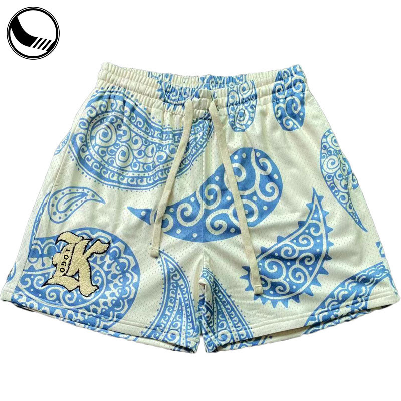 Wholesale Custom Logo Sports Sublimation Print Trendy Style Polyester Basketball Casual Elastic Gym Running Men Mesh Shorts