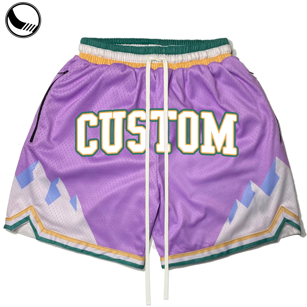 classic printed blank moo shiny breathable mediumh above the knee customable men's embroidery basketball shorts with pockets