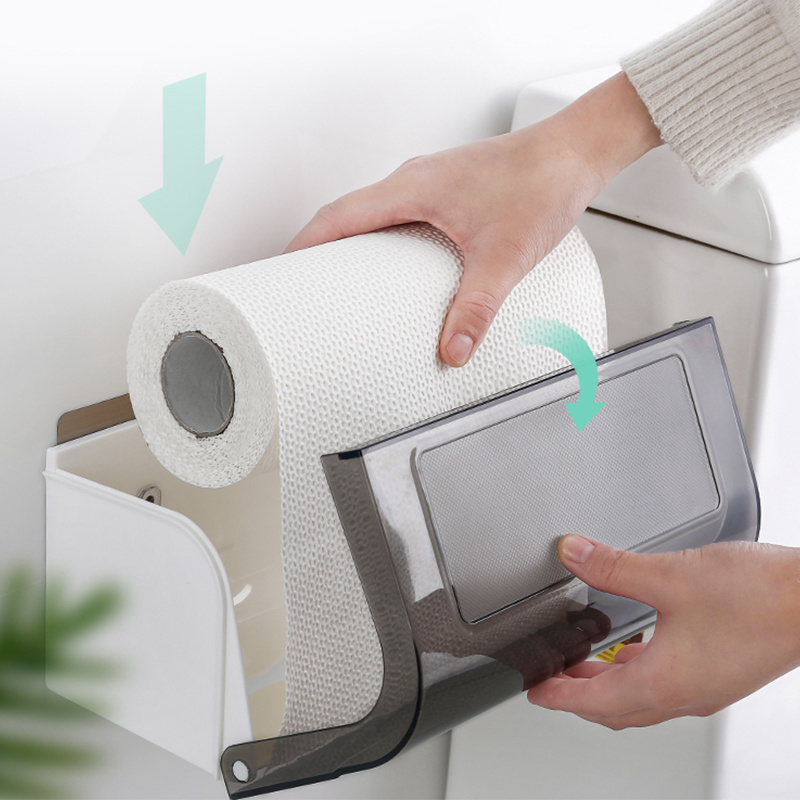 Bathroom Wall Mounted plastic waterproof  toilet paper roll holder napkin dispenser