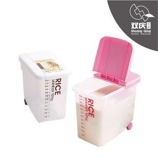 Home kitchen 12KG PP plastic sealed rice grain pet food storage container insect proof rice dispenser box