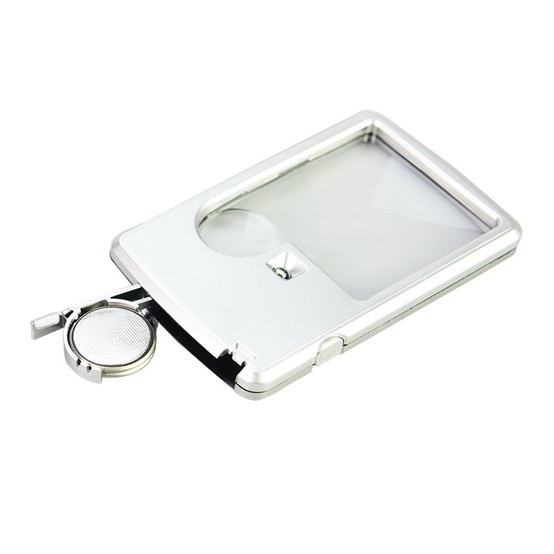 3x Pocket credit Card style magnifier with light for reading