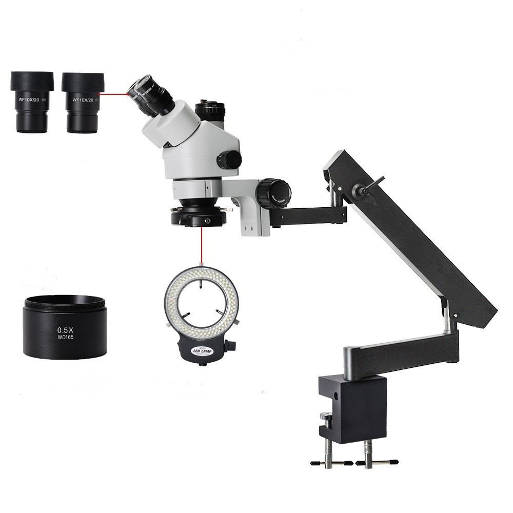 3.5X-90X Dental Trinocular Stereo Microscope Zoom with Flex Arm for Dentist operating Industry Microscope