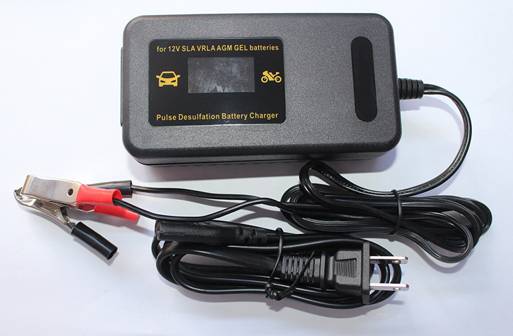 Hot! Pulse Repair Lead acid Battery Charger 12V 4A motorcycle car battery charger with LED LCD display