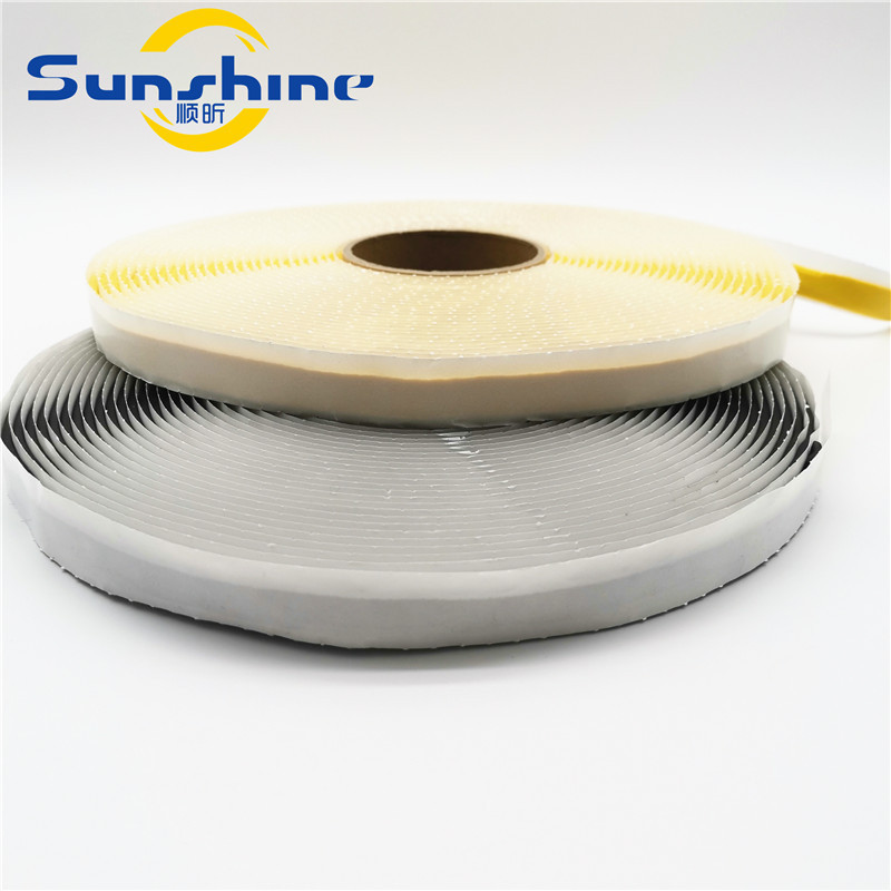 3mm*12mm*15m black/Yellow color high temp resistant butyl sealing tape tacky tape