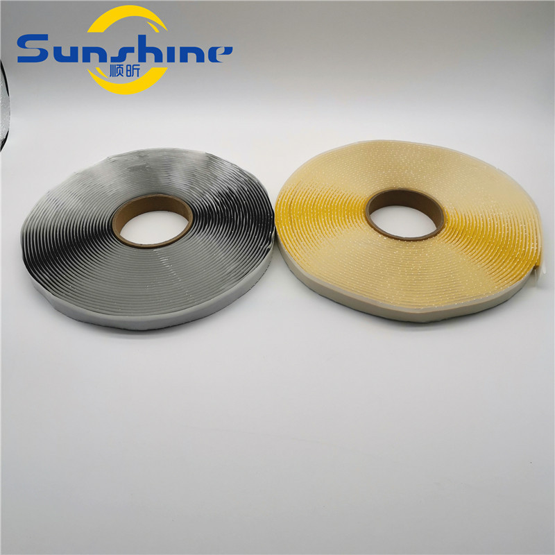 3mm*12mm*15m black/Yellow color high temp resistant butyl sealing tape tacky tape