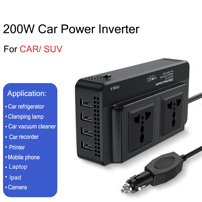 Usa Uk European Universal Socket 200W Inverter DC AC Converter 12V 24V To 110V 120V 220V 230V 240V Mini Car Power Inverter 200W