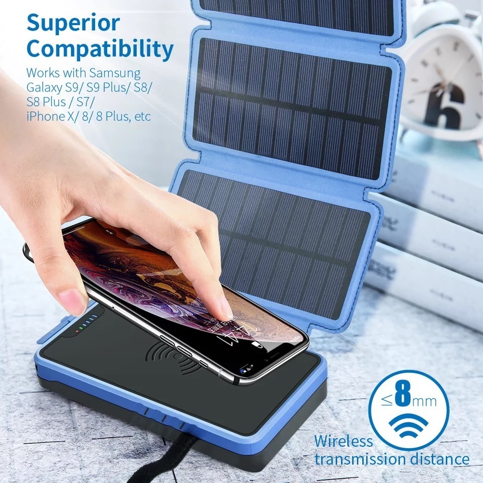 portable new products solar power bank usb 10000mah 20000mah solar power bank wireless charging