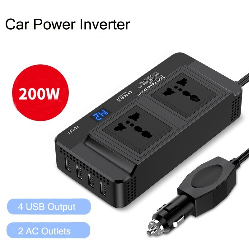 Usa Uk European Universal Socket 200W Inverter DC AC Converter 12V 24V To 110V 120V 220V 230V 240V Mini Car Power Inverter 200W