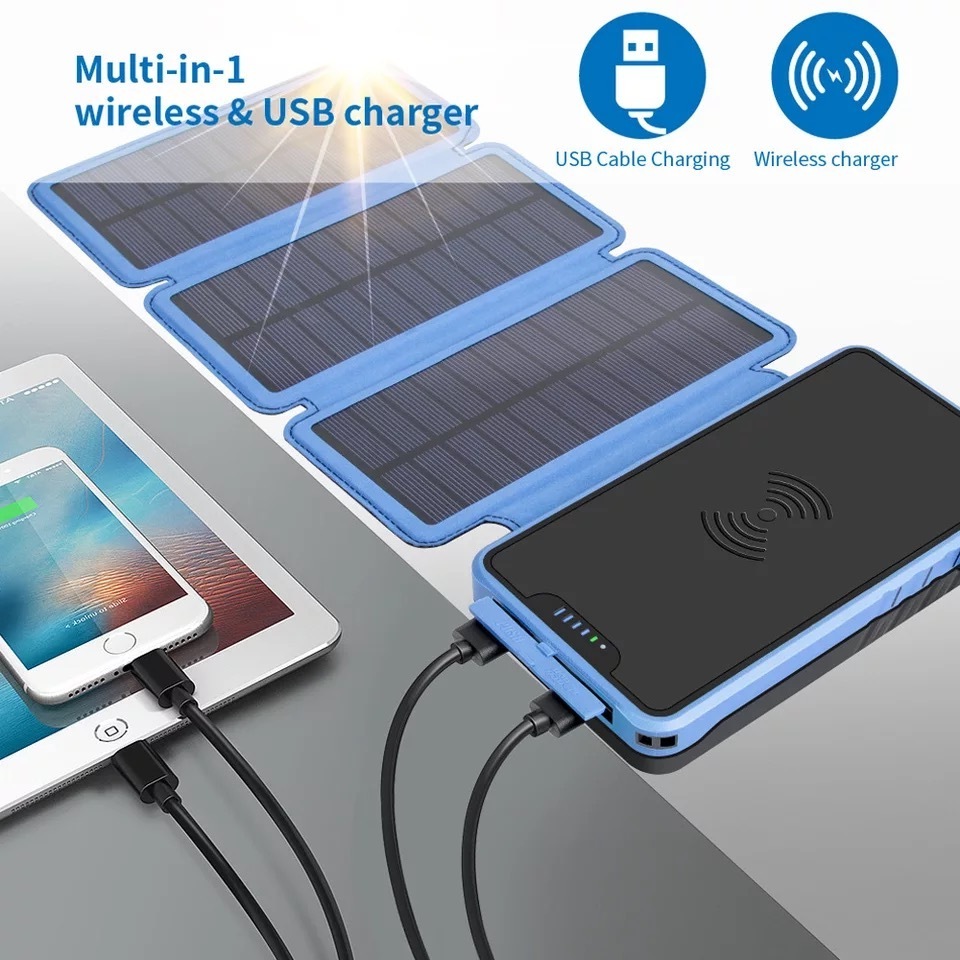 portable new products solar power bank usb 10000mah 20000mah solar power bank wireless charging