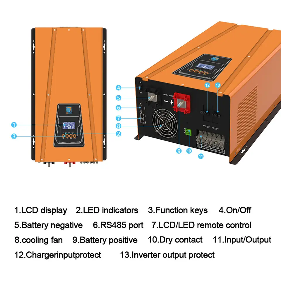 RS Low Frequency Pure Sine Wave Inverter 48V 24v to 220v 6000w inverter toroidal transformer inverter solare 6000w