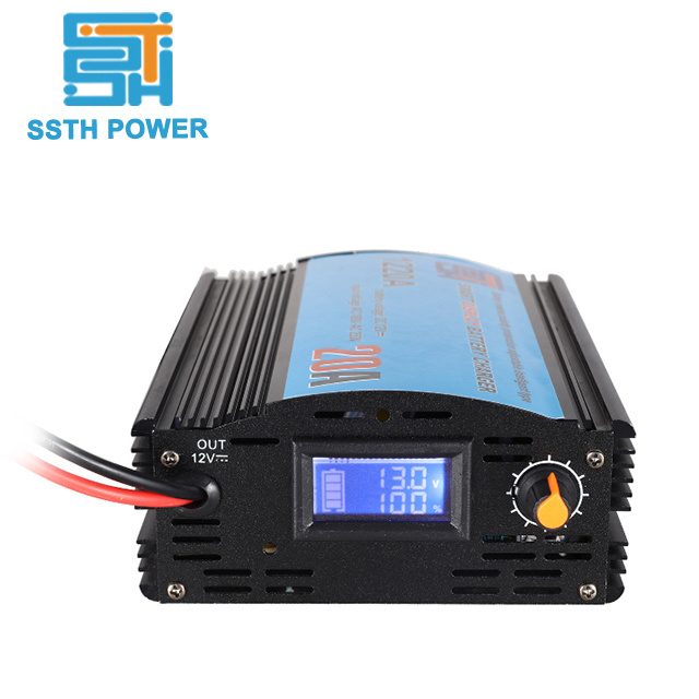 LCD digital intelligent smart 20a power banks solar power 12V solar car battery charger