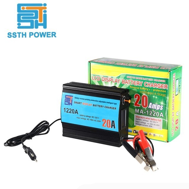 LCD digital intelligent smart 20a power banks solar power 12V solar car battery charger