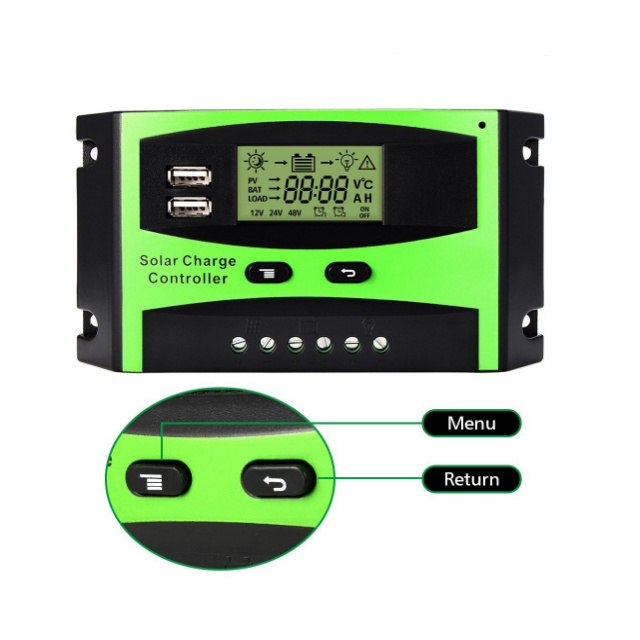 Hot selling 12v 24v 60a digital temperature solar charge controller pwm lcd controller