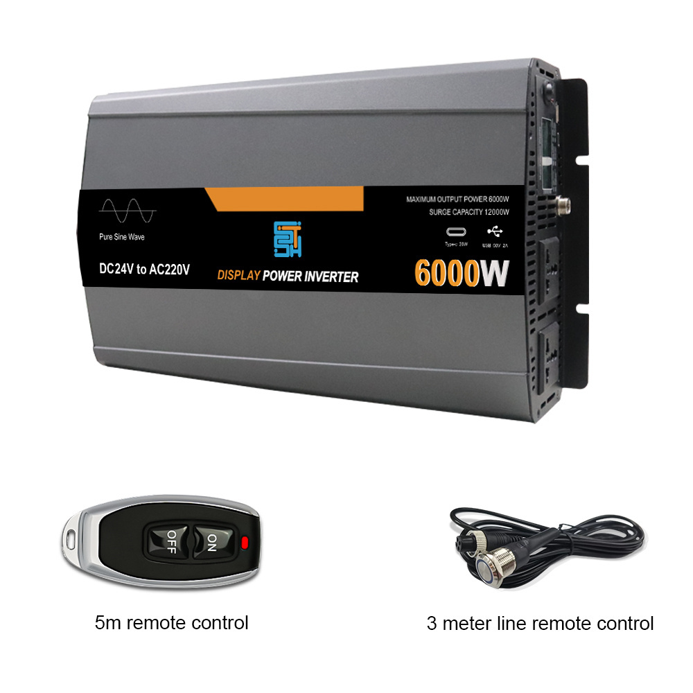 6Kw 6Kva Dc 12V 24V 48V To Ac 110V 220V Battery Charger Off Grid Pure Sine Wave Solar Power Inverter