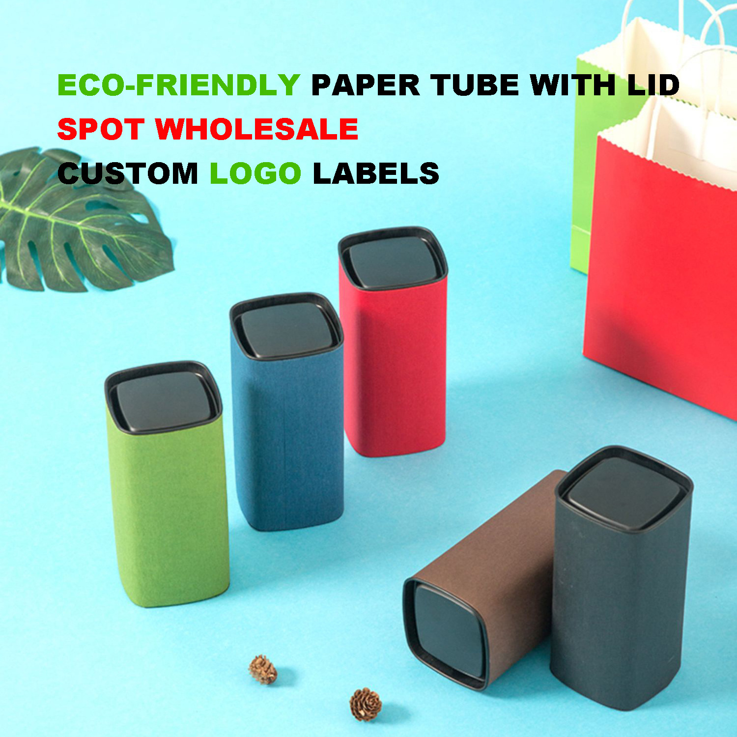 Wholesale Moisture-Proof Square Kraft Paper Tube Package Box Custom Recyclable Paper Squeeze Tube Container Packaging For Tea