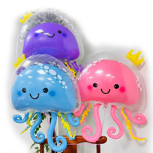 Wholesale New Cartoon Jellyfish Octopus Bubble Balloon Double Layer Crown Jellyfish Three Color Floating Balloon