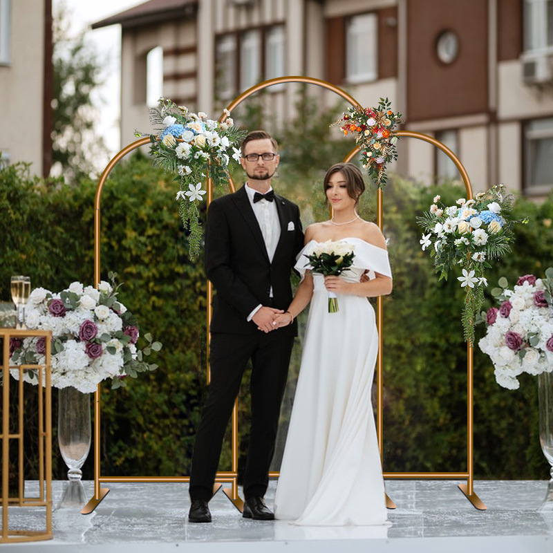 Alloy Arch Backdrop Stand Gold Wedding Arch Stand 7.2FT 6.6FT 6FT Arched Backdrop Frame for Birthday Party Decoration