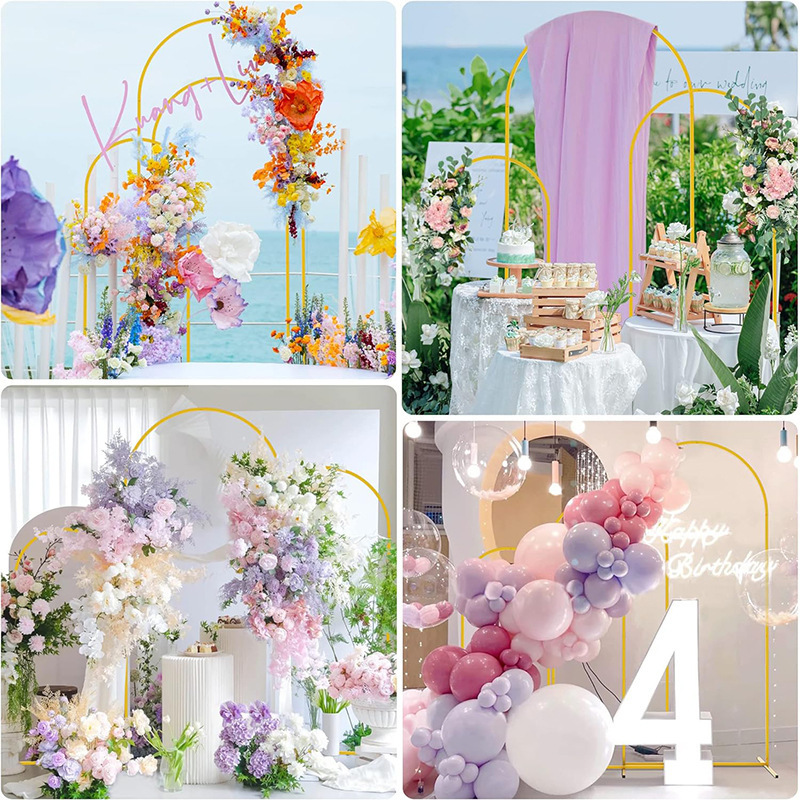 Alloy Arch Backdrop Stand Gold Wedding Arch Stand 7.2FT 6.6FT 6FT Arched Backdrop Frame for Birthday Party Decoration